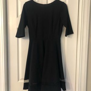 LuLus black A-line dress with mesh line